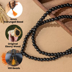 Original Karungali Malai 108-Beads Ebony Wood with Govt. Certified 🏷️
